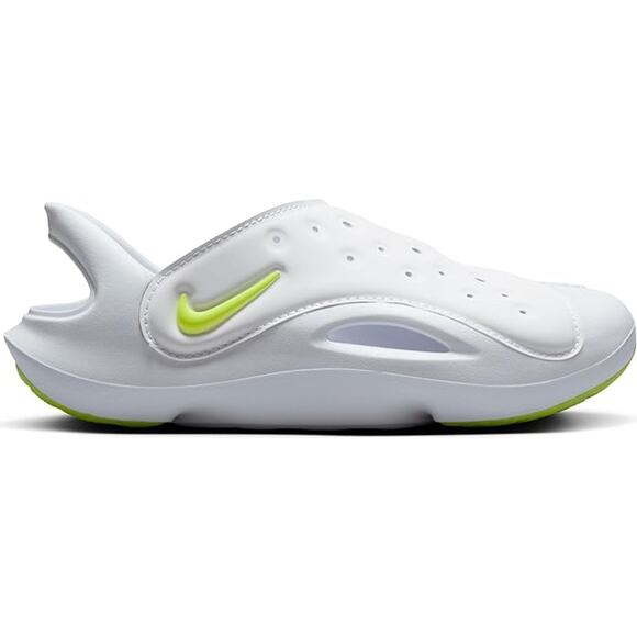 NWT Nike unisex Aqua Swoosh Little Kids' Sandals,White/Pure Platinum/Volt-Sz 11 - Picture 2 of 7